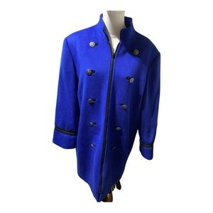 Loring Royal Blue Wool Coat, Size Large